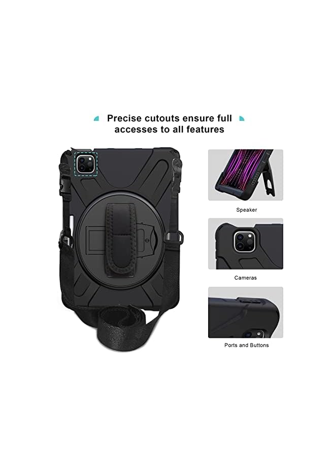 Procases For Ipad Pro 12.9 Inch Case 2022 2021 2020 2018, Rugged Heavy Duty Shockproof Cover With Hand Strap Shoulder Strap For Ipad Pro 12.9" 6Th 5Th 4Th 3Rd Generation –Black - Image 4