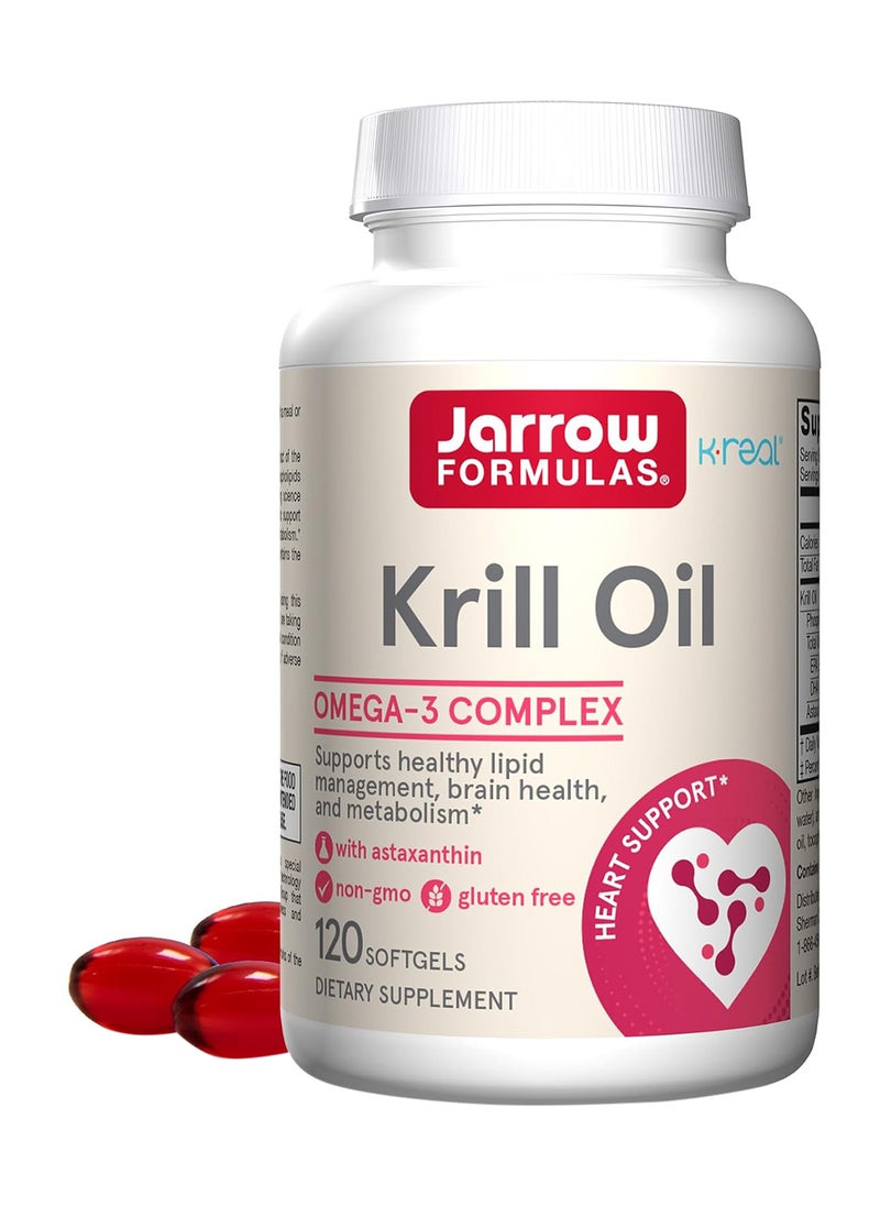 jarrow formulas - Krill Oil Phospholipid Omega3 Complex With Astaxanthin 120 Softgels 60 Servings Supports Lipid Management Metabolism Brain And Heart Health - Image 1