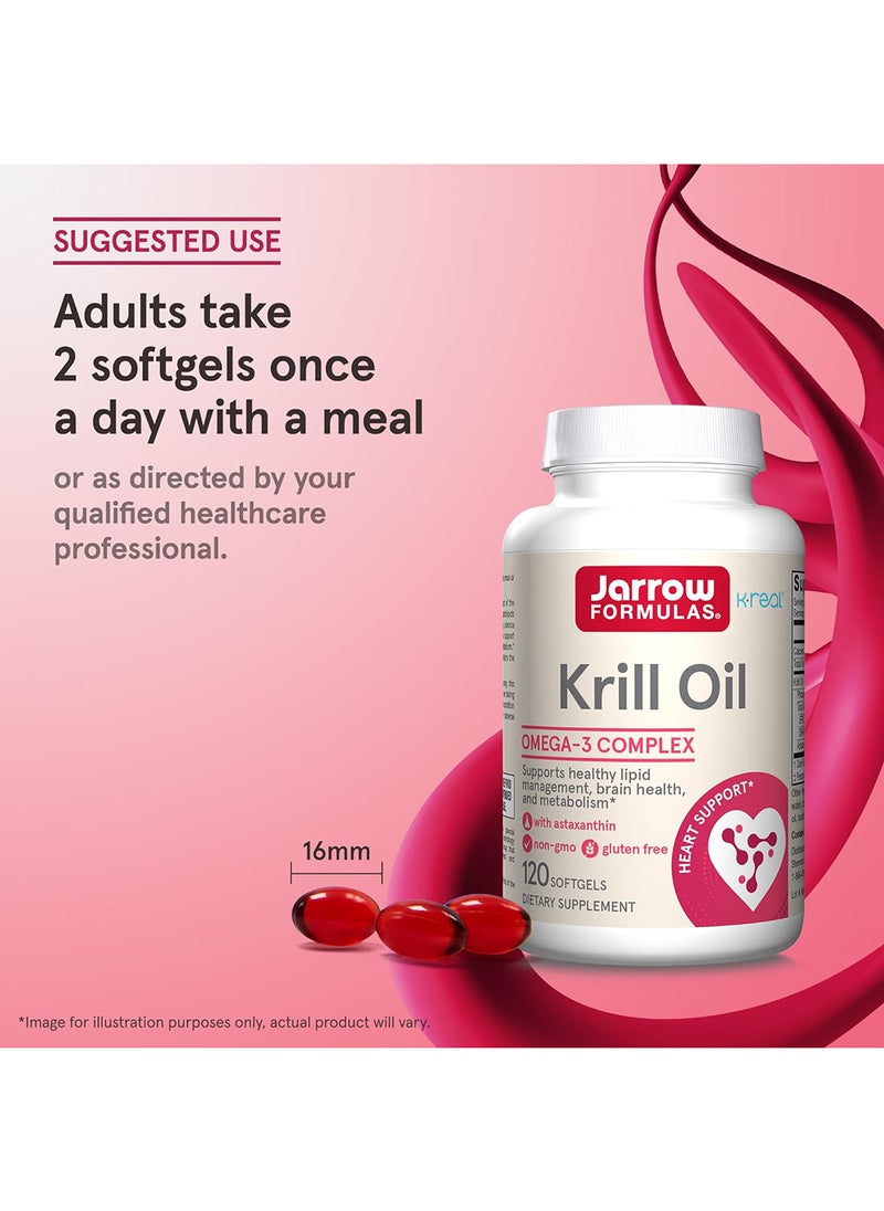 jarrow formulas - Krill Oil Phospholipid Omega3 Complex With Astaxanthin 120 Softgels 60 Servings Supports Lipid Management Metabolism Brain And Heart Health - Image 1