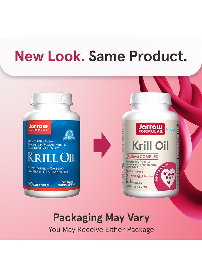 jarrow formulas - Krill Oil Phospholipid Omega3 Complex With Astaxanthin 120 Softgels 60 Servings Supports Lipid Management Metabolism Brain And Heart Health - Image 1
