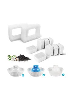 SYOSI Pet Water Fountain Replacement Filters SYOSI 10 Pack 8 Pack Pet Fountain Replacement Filters and 2 Pack Foam Filters for Tritone Fiumi Ceramic Pet Lotus Ceramic Pet Drinking Fountain  - Image 1
