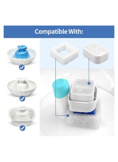 SYOSI Pet Water Fountain Replacement Filters SYOSI 10 Pack 8 Pack Pet Fountain Replacement Filters and 2 Pack Foam Filters for Tritone Fiumi Ceramic Pet Lotus Ceramic Pet Drinking Fountain  - Image 2