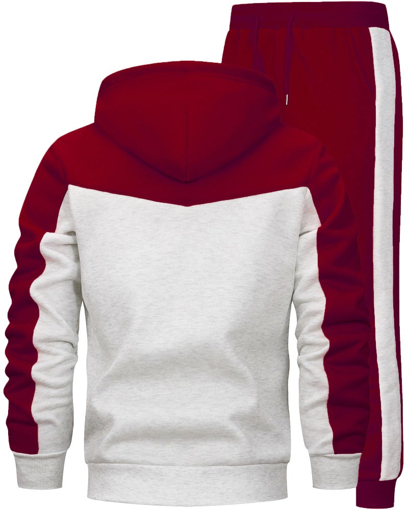 AIELVIN Men Tracksuit for Men Full Zip Sweatshirt Jogger Sports Suit Gym Training Wear (Wine Red Black) S - Image 3