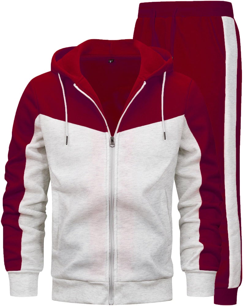 AIELVIN Men Tracksuit for Men Full Zip Sweatshirt Jogger Sports Suit Gym Training Wear (Wine Red Black) S - Image 1