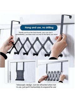 Arabest 6 Hooks Expandable Coat Rack Hanger, Over The Door Hooks Metal Door Hanger Holder, for Coats Robes Hats Umbrella,White  - Image 4