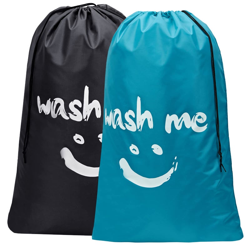 HOMEST 2 Pack XL Wash Me Travel Laundry Bag, Dirty Clothes Organizer, Large Enough to Hold 4 Loads of Laundry, Easy Fit a Laundry Hamper or Basket - Image 1