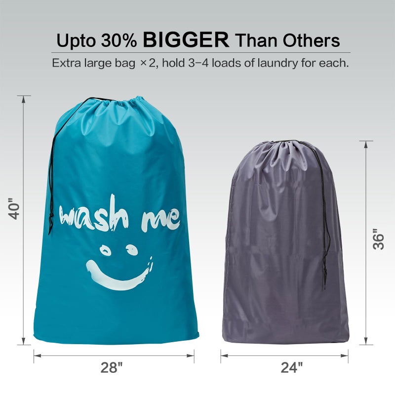 HOMEST 2 Pack XL Wash Me Travel Laundry Bag, Dirty Clothes Organizer, Large Enough to Hold 4 Loads of Laundry, Easy Fit a Laundry Hamper or Basket - Image 3