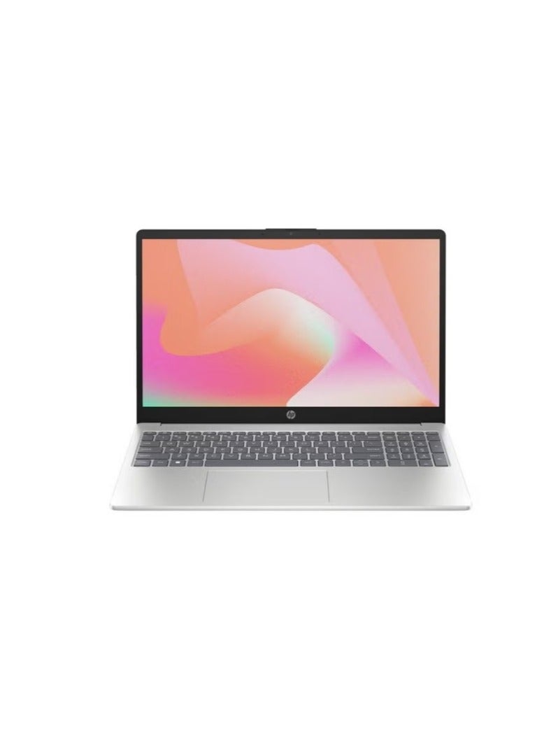 HP لابتوب 15-fd0021nx بشاشة 15.6 بوصة عالية الدقة بالكامل (1920×1080)، معالج Core i3-1315U، ذاكرة وصول عشوائي 8 جيجابايت DDR4، قرص صلب SSD بسعة 512 جيجابايت، نظام تشغيل Windows 11 Home، معالج رسومات Intel Iris XE، متوفر باللغتين الإنجليزية والعربية، لون فضي الإنجليزية/العربية - Image 1