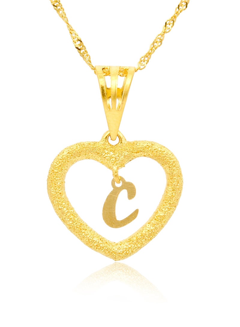 بفلح للمجوهرات الحب والأحرف الأولى: قلادة من الذهب عيار 22 قيراط على شكل قلب 'C' - Image 1