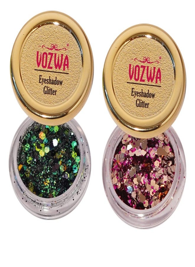 Vozwa Eyeshadow Chunky Glitter (Black Mix + Pink Mix) - Image 2