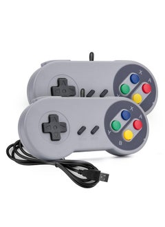 RII Game Controller, Snes Retro Usb Controller, Classic Gamepad Joystick, Pc Super Classic Joypad Gamestick For Pc, Raspberry Pi, Windows Mac Liunx, Android Gp100 (Grey, 2 Pack)  - Image 1