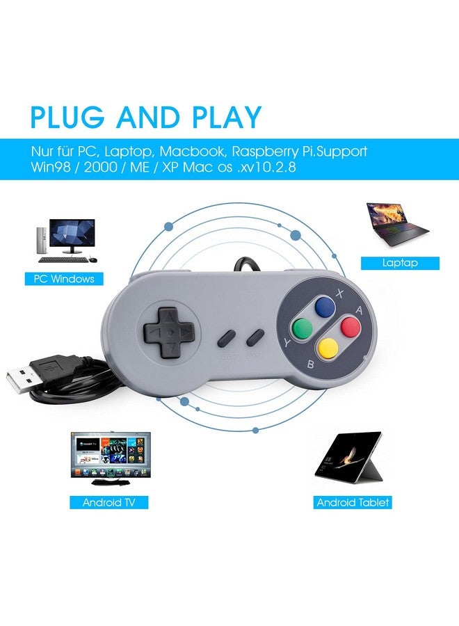 RII Game Controller, Snes Retro Usb Controller, Classic Gamepad Joystick, Pc Super Classic Joypad Gamestick For Pc, Raspberry Pi, Windows Mac Liunx, Android Gp100 (Grey, 2 Pack)  - Image 3