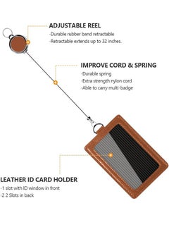 Generic PU Leather ID Badge Card Holder Wallet-Style Protective Case Vertical ID Card Case With Neck Lanyard Business Credit Card ID Badge Lanyard Keychain (Brown)  - Image 3