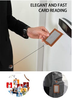 Generic PU Leather ID Badge Card Holder Wallet-Style Protective Case Vertical ID Card Case With Neck Lanyard Business Credit Card ID Badge Lanyard Keychain (Brown)  - Image 5