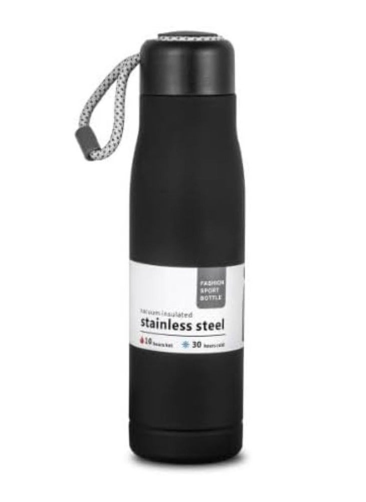 Generic - Stainless steel 304 leakproof double layer vacuum design water bottle bpa-free and eco-Friendly insulated cup keeps hot or Cold water. black matte 500 ml - Image 1