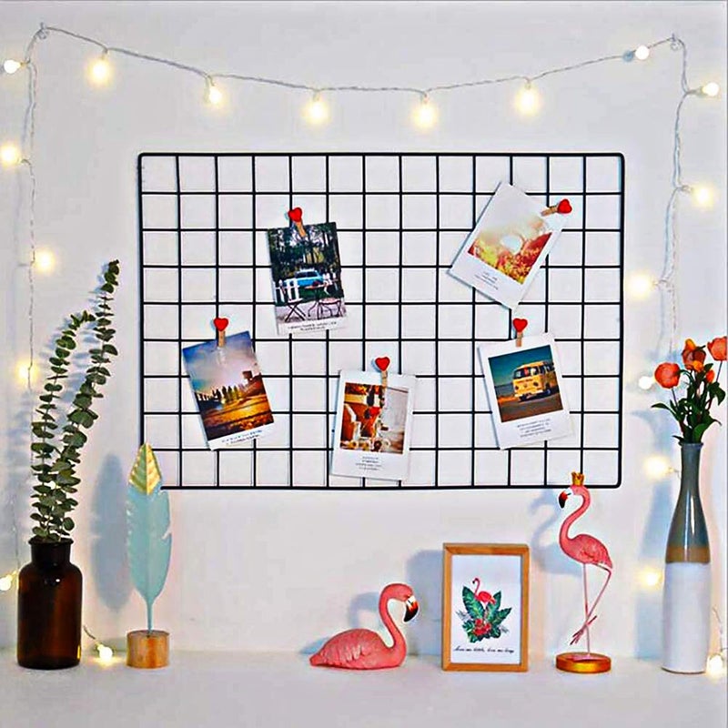 MILAD Grid Photo Wall Photo Wall Creative Decoration Dormitory Wall Decoration Frame Photo Wall DIY Message Board Shooting Props Family Office Etc 60 x 45 in CMsBlack Set of 1 - Image 2