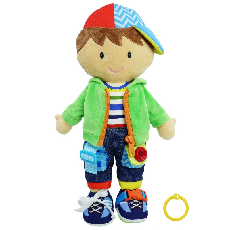 June Garden 15.5" Dressy Friends Terry - Educational Stuffed Plush Doll for Kids and Toddlers 2 Years and Up - Montessori Buckle Soft Toy - Image 1