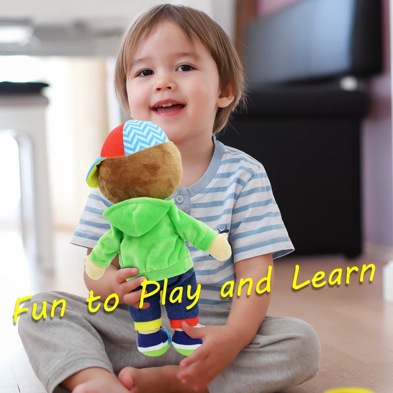 June Garden 15.5" Dressy Friends Terry - Educational Stuffed Plush Doll for Kids and Toddlers 2 Years and Up - Montessori Buckle Soft Toy - Image 5