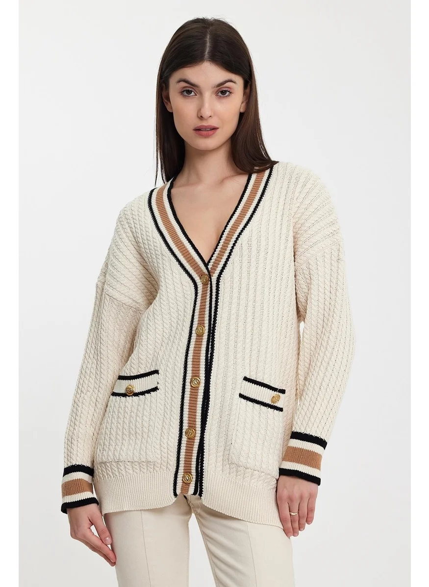 الكسندر جاردي Striped Collar Knitted Cardigan (A92021-S)