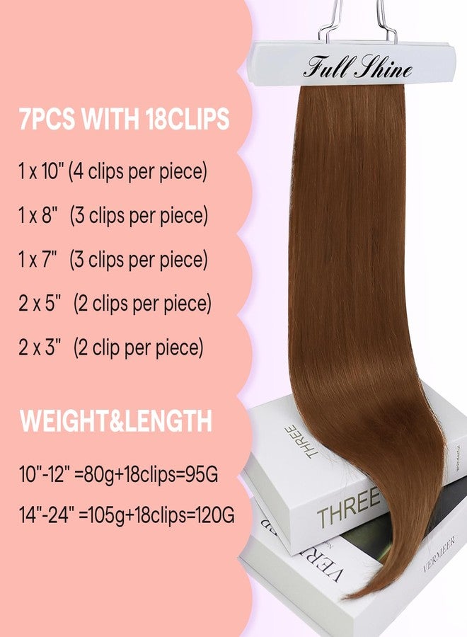 فل شاين وصلات شعر فول شاين، وصلات شعر بني نحاسي، وصلات شعر بشري طبيعي، وصلات شعر بشري مستقيم، وصلات شعر ريمي، 7 قطع، 16 بوصة، 120 غرام - Image 3
