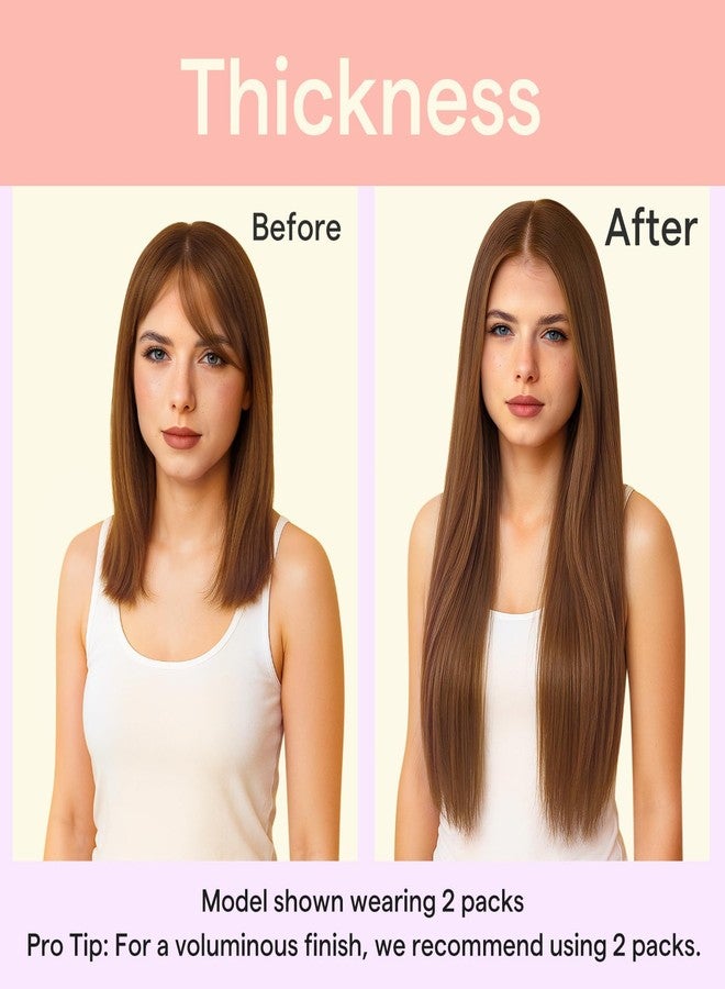 فل شاين وصلات شعر فول شاين، وصلات شعر بني نحاسي، وصلات شعر بشري طبيعي، وصلات شعر بشري مستقيم، وصلات شعر ريمي، 7 قطع، 16 بوصة، 120 غرام - Image 5