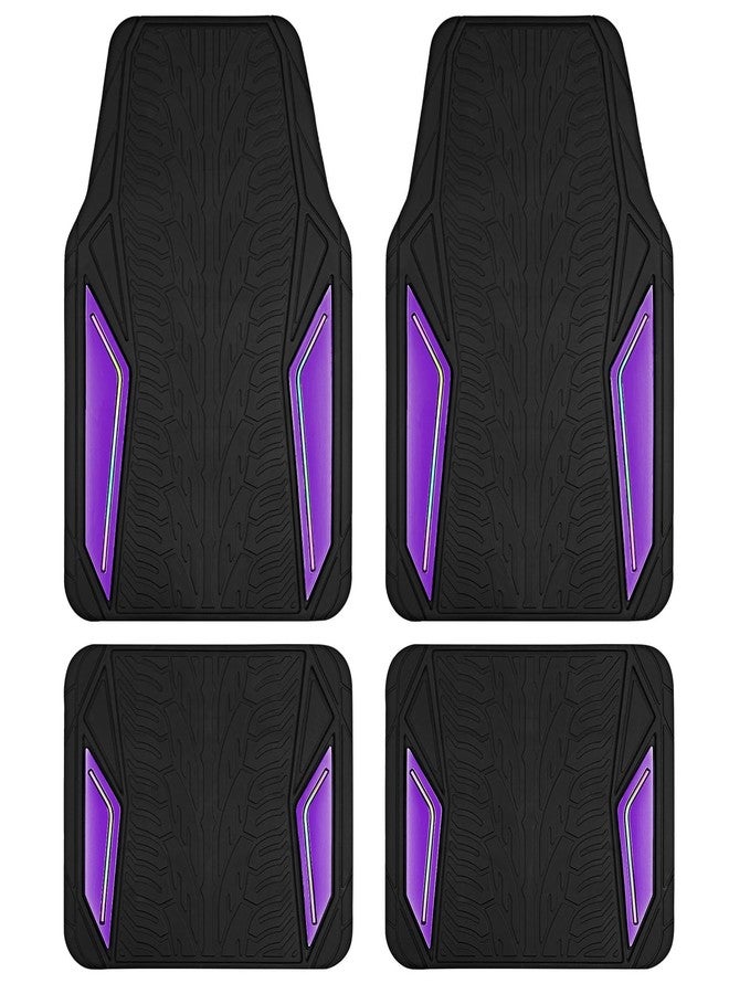 PIC AUTO Rubber Floor Mats, Purple Aluminum Film with Colorful Piping Floor Mats for Cars, Car Mats with Non-Slip Backing, All-Weather Protection, Trim-to-Fit Liner for Cars, SUVs, Trucks, Vehicles - Image 1
