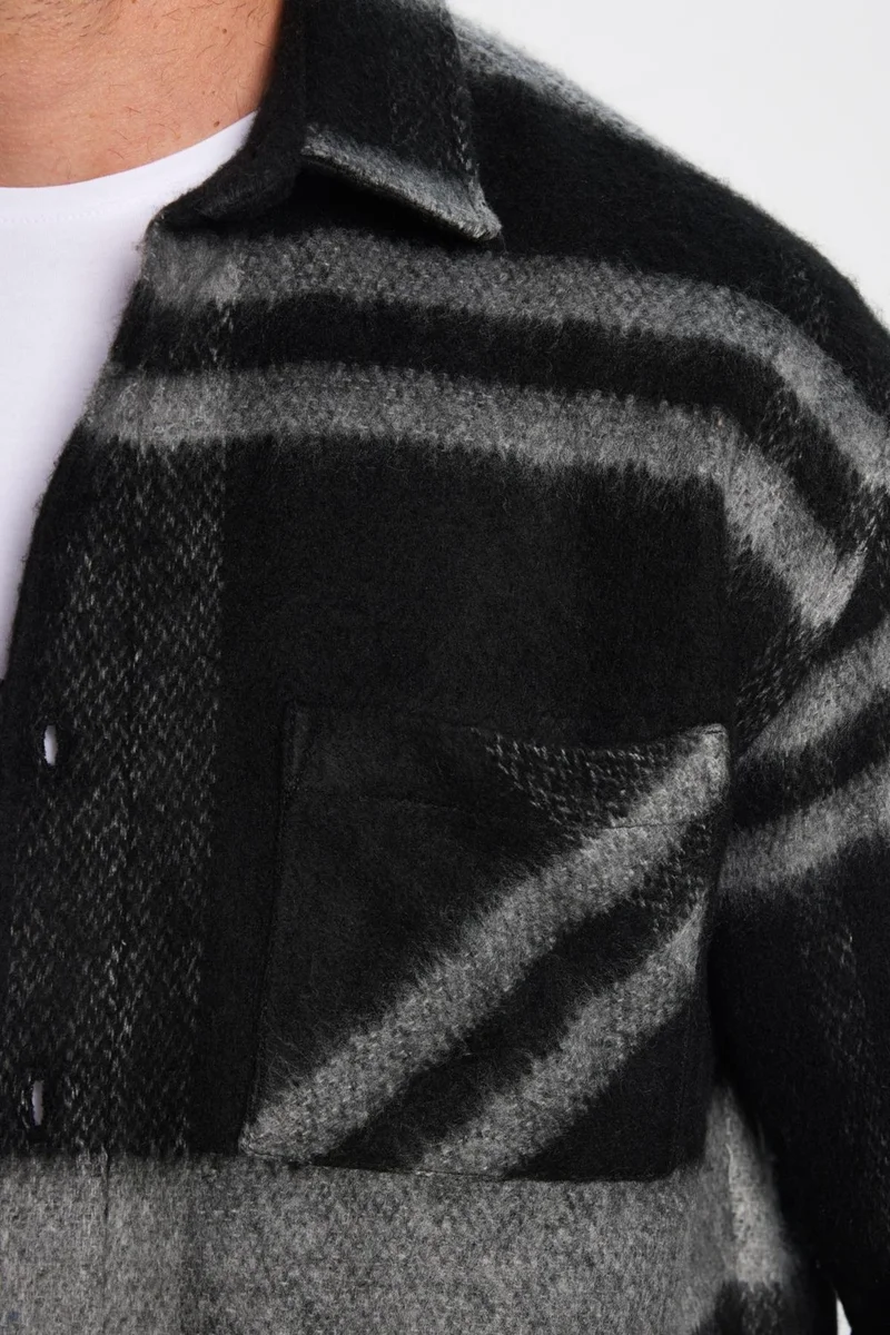 Tudors Men's Relax Fit Casual Cut Lumberjack Single Pocket Checkered Winter Raised Shirt
