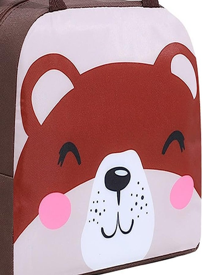 BAOER Lunch Bags Insulated Lunch Tiffin Carry Bag | Cartoon Smiley Size Hot Cold Bag for Office Travel School Picnic for Girls, Boys, Men & Women (Beer Brown 1) - Image 2