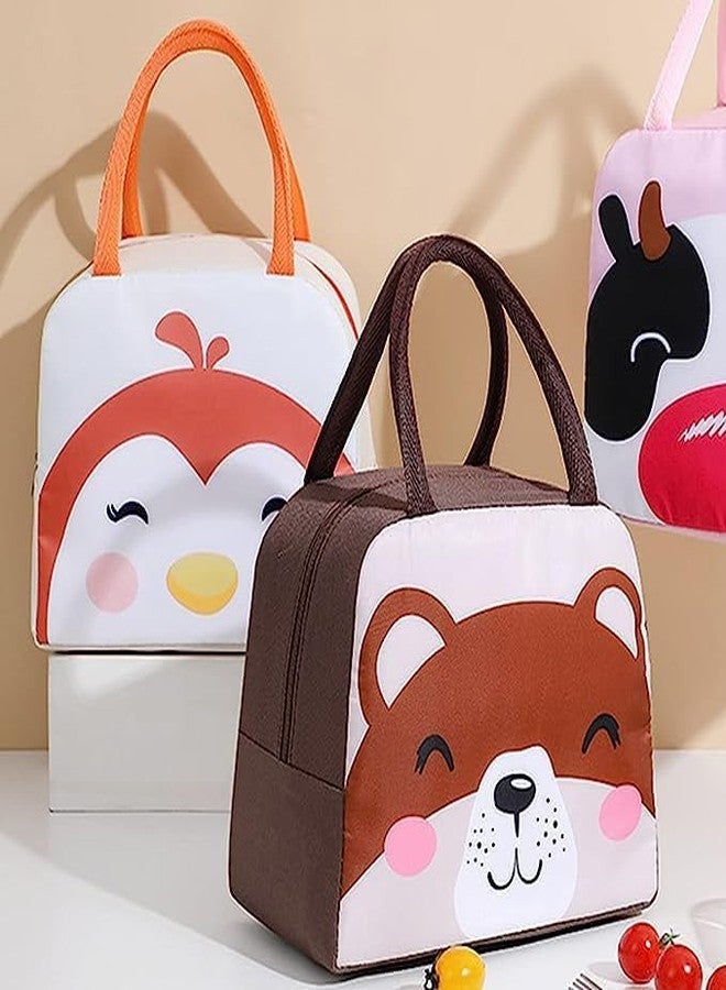 BAOER Lunch Bags Insulated Lunch Tiffin Carry Bag | Cartoon Smiley Size Hot Cold Bag for Office Travel School Picnic for Girls, Boys, Men & Women (Beer Brown 1) - Image 1
