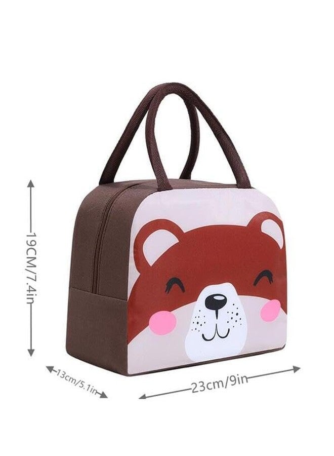 BAOER Lunch Bags Insulated Lunch Tiffin Carry Bag | Cartoon Smiley Size Hot Cold Bag for Office Travel School Picnic for Girls, Boys, Men & Women (Beer Brown 1) - Image 4