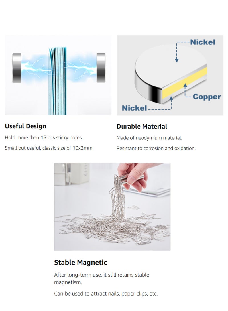 مغناطيس ثلاجة 45 قطعة ، مغناطيس ثلاجة دائري صغير مقاس 10 × 2 مم ، مغناطيس مكتب نيوديميوم ممتاز متعدد الاستخدامات للثلاجة ، السبورة البيضاء ، لوحة الإعلانات في المنزل والمطبخ والمكتب والمدرسة (فضي) - Image 2