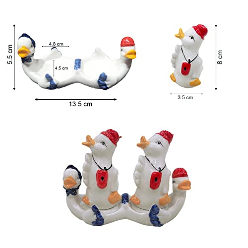Shopster Small 'Cute Hen Shaped' Dining Table Salt and Pepper Shakers, 2 Pieces, Green and Red with Basket (Hen with Apron) - Image 4