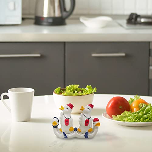 Shopster Small 'Cute Hen Shaped' Dining Table Salt and Pepper Shakers, 2 Pieces, Green and Red with Basket (Hen with Apron) - Image 2
