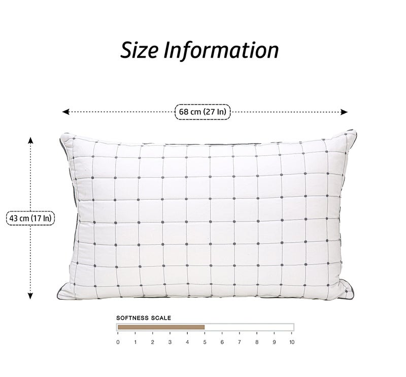 Sound Sleep Pillow Sound Sleep Pillow Premium Quilted Bed Pillows for Sleeping, Set of 2 Standard Size, Soft & Luxurious Pillow for Side and Back Sleepers, 17 x 27 Inch, White, Square Quilting  - Image 3