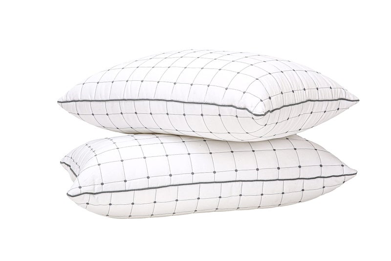 Sound Sleep Pillow Sound Sleep Pillow Premium Quilted Bed Pillows for Sleeping, Set of 2 Standard Size, Soft & Luxurious Pillow for Side and Back Sleepers, 17 x 27 Inch, White, Square Quilting  - Image 2