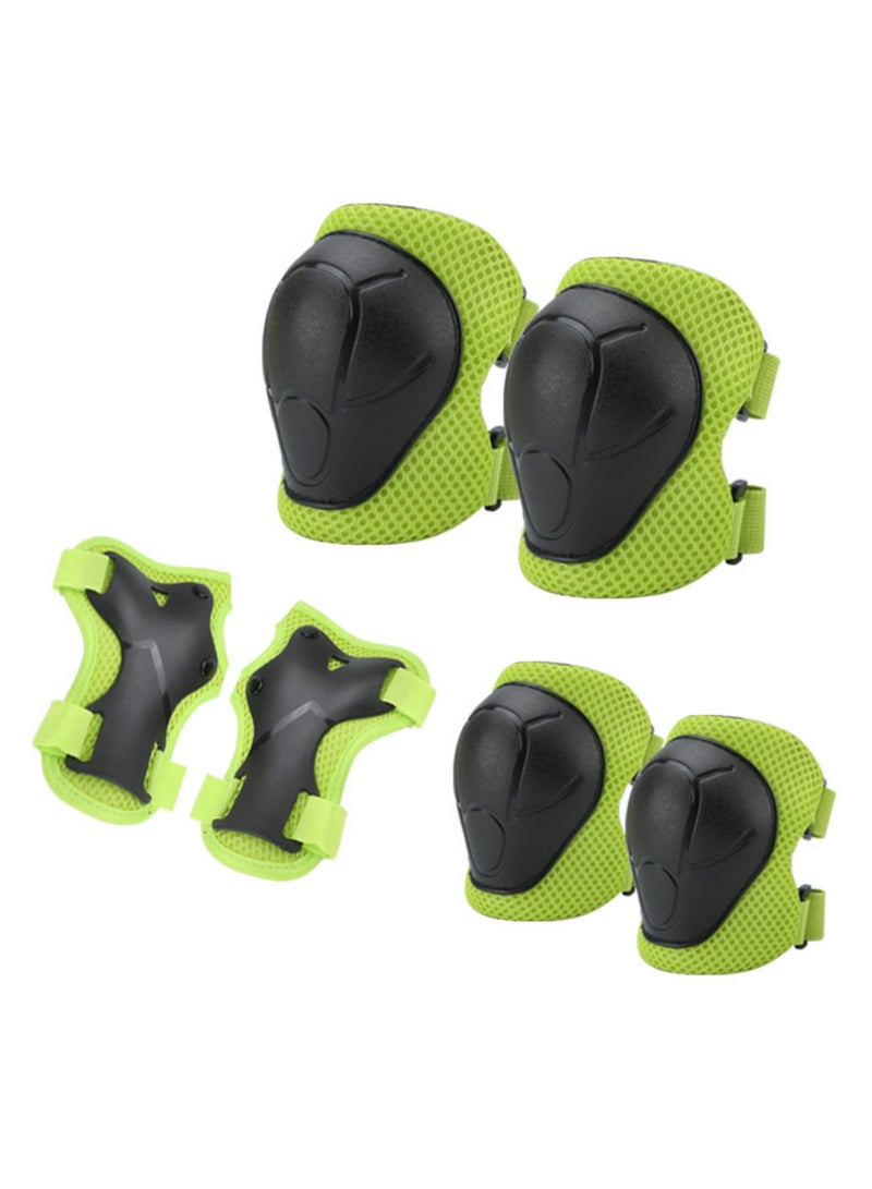 NOVOLAN 6-Piece Kids Protective Gear Set for Roller Skating, Skateboarding, Biking, Includes 2 Knee Pads, 2 Elbow Pads, & 2 Wrist Guards, Durable Shock-Resistant, Breathable Mesh, 3 to 9 Years (green) - Image 1
