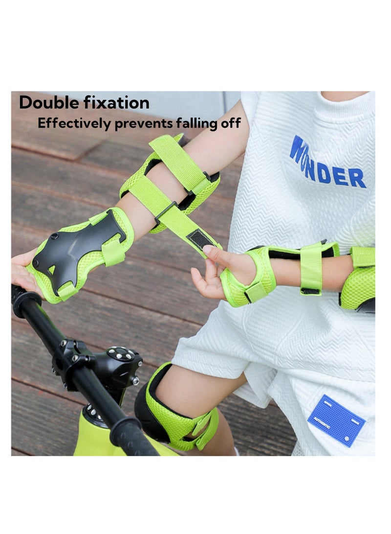 NOVOLAN 6-Piece Kids Protective Gear Set for Roller Skating, Skateboarding, Biking, Includes 2 Knee Pads, 2 Elbow Pads, & 2 Wrist Guards, Durable Shock-Resistant, Breathable Mesh, 3 to 9 Years (green) - Image 4