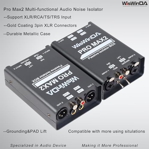 WisWinDa Pro Max2 2Channels XLRRCATSTRS Passive Hum Eliminator Box for Audio Equipments Ground Loop Isolator Noise Filter for Different Audio Systems Using WDISOPro Max2 - Image 3