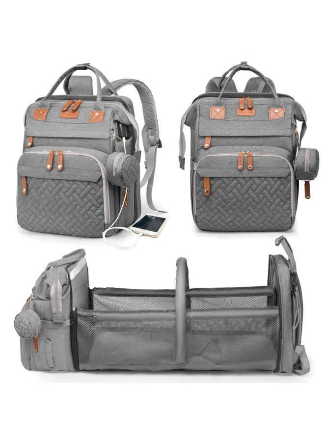 ASIV Baby Diaper Bag with Changing Pad – Waterproof, large-capacity diaper bag, perfect for moms and dads, with USB charging port and stroller straps. Baby shower gift. (RGB – likely refers to color options or lighting feature, please confirm) - Image 1