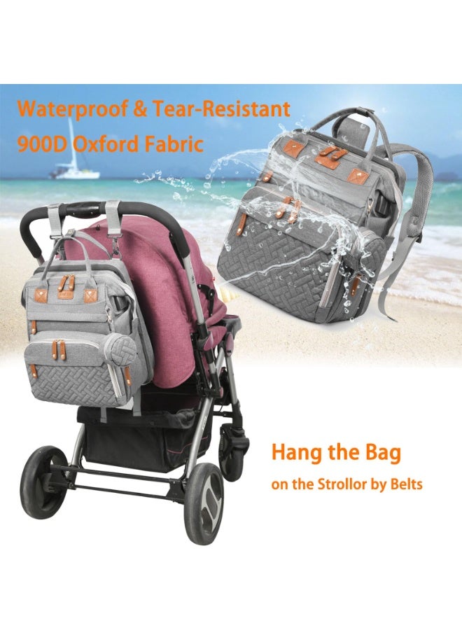 ASIV Baby Diaper Bag with Changing Pad – Waterproof, large-capacity diaper bag, perfect for moms and dads, with USB charging port and stroller straps. Baby shower gift. (RGB – likely refers to color options or lighting feature, please confirm) - Image 5