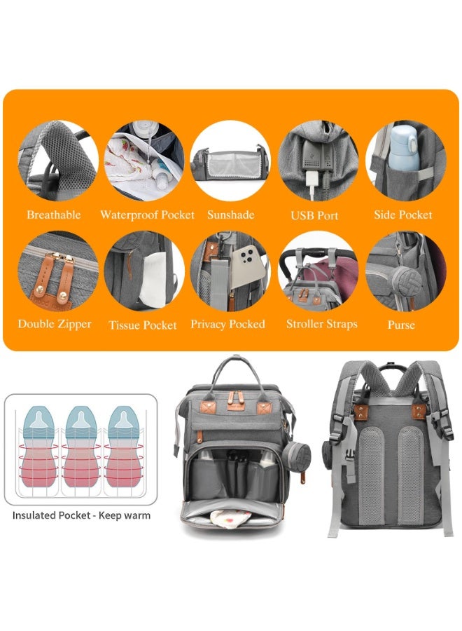 ASIV Baby Diaper Bag with Changing Pad – Waterproof, large-capacity diaper bag, perfect for moms and dads, with USB charging port and stroller straps. Baby shower gift. (RGB – likely refers to color options or lighting feature, please confirm) - Image 2