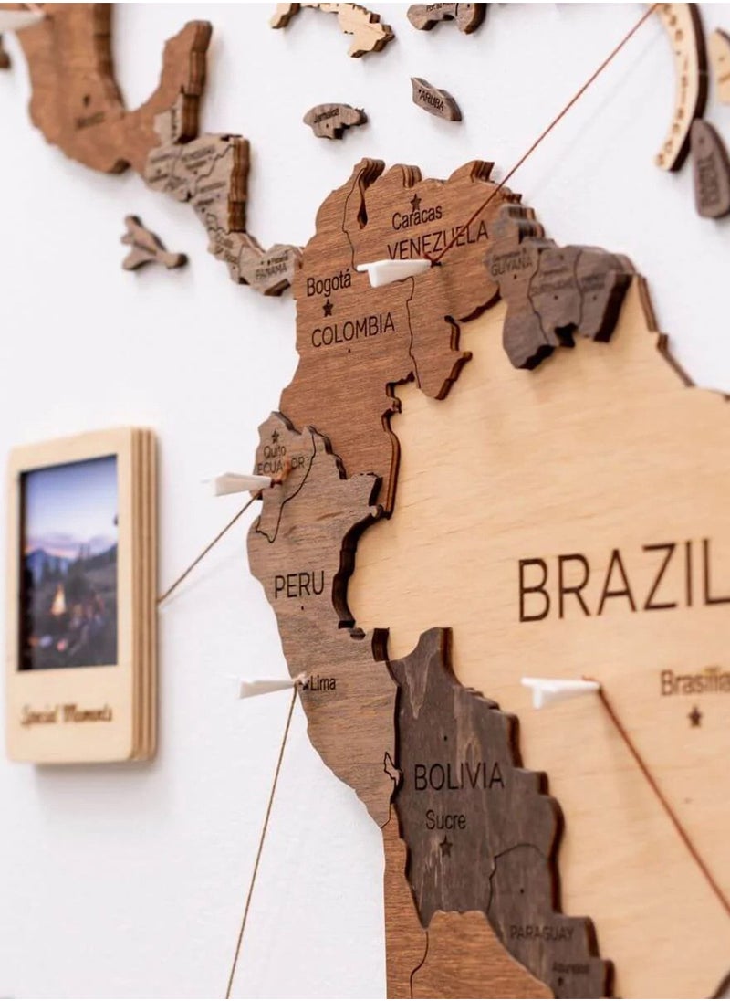 Enjoy The Wood 3D World Map | World Map with Countries | Wall Art for Home and Office | Wall Decor for Living Room | Wood Art | Elegant Handmade Wall Art | Multicolor  - Image 2