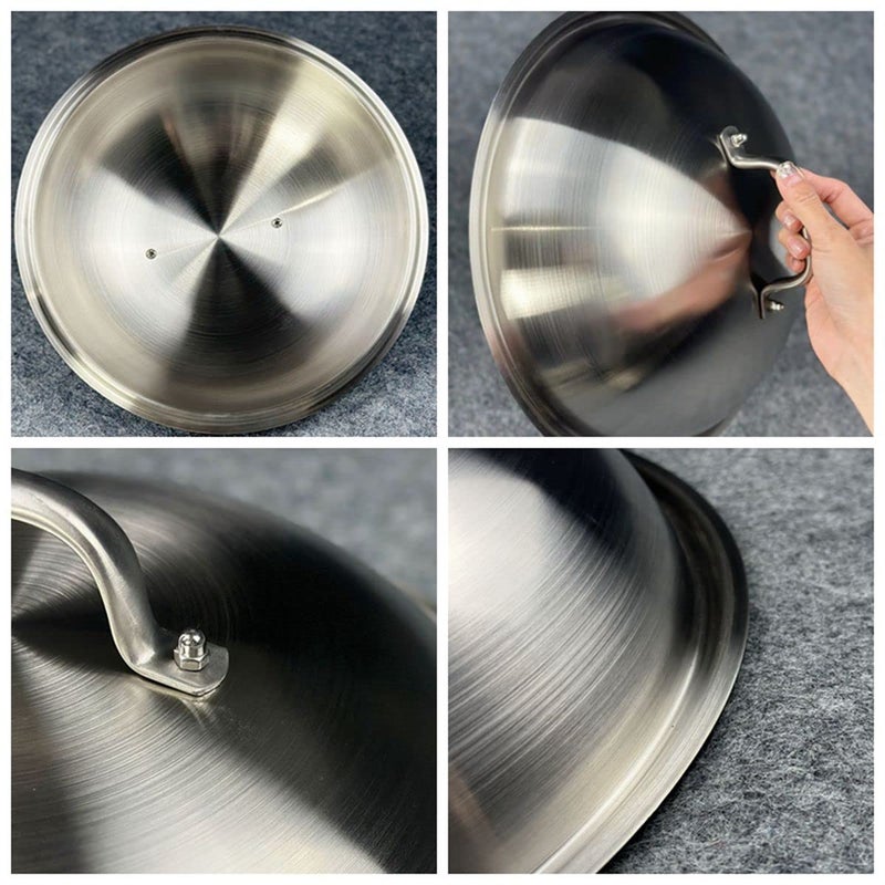 ZBXFCSH Griddle Accessories Pot Wok Lids - Heavy Duty 12 Inch Round Basting Cover - Stainless Steel - Cheese Melting Dome and Steaming Cover - Best for Use in Flat Top Grill Cooking Indoor Outdoor- 2 Domes - Image 3