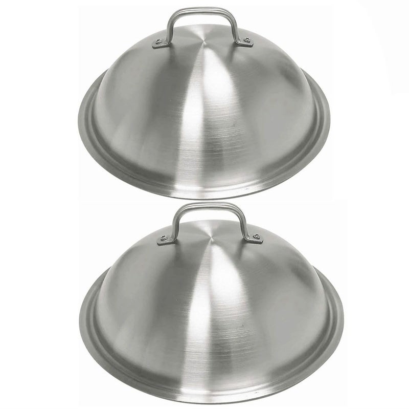 ZBXFCSH Griddle Accessories Pot Wok Lids - Heavy Duty 12 Inch Round Basting Cover - Stainless Steel - Cheese Melting Dome and Steaming Cover - Best for Use in Flat Top Grill Cooking Indoor Outdoor- 2 Domes - Image 1