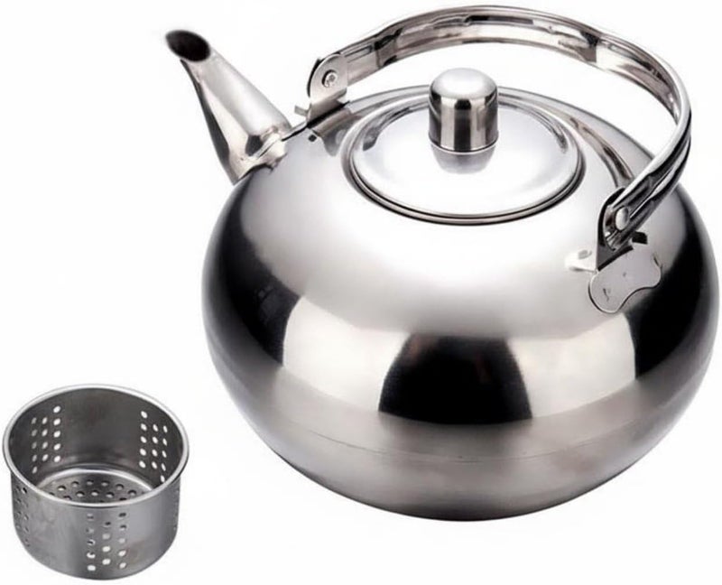 Gralara Stainless Steel Teapot Easy to Clean Teapot with Strainer Thickened Tableware for Restaurant, Array, Stainless Steel, 14cm - Image 1