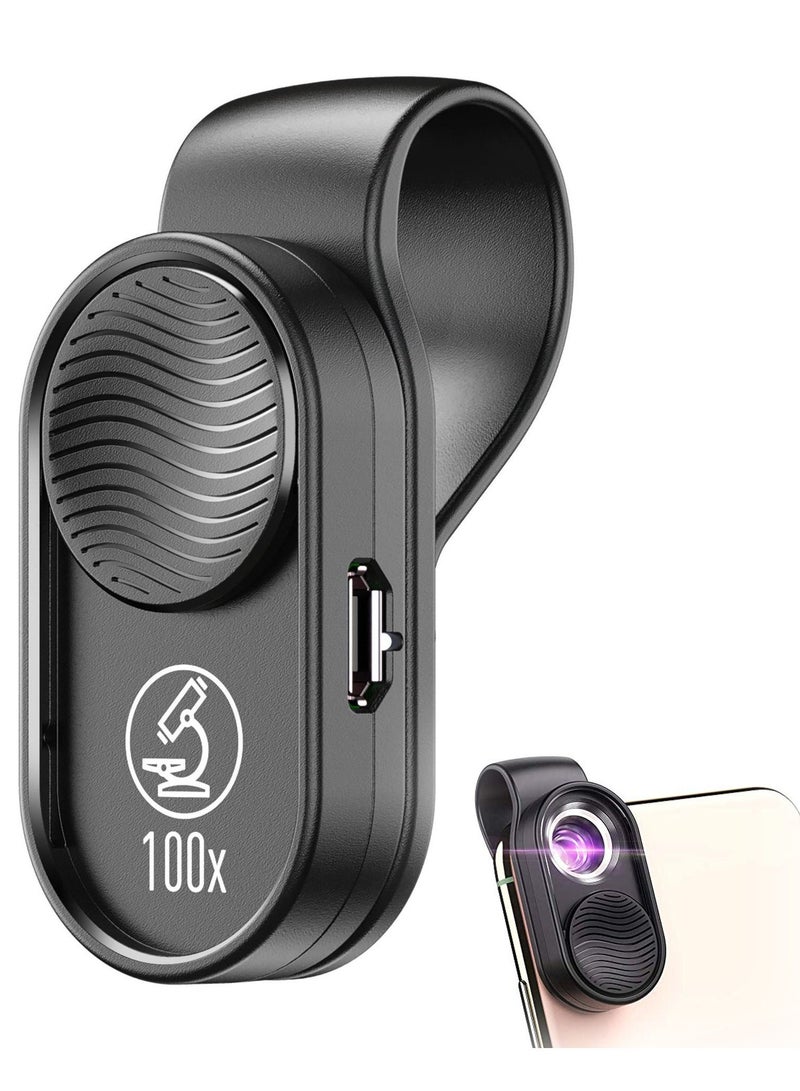 SYOSI Mobile Phone Microscope, 100X Pocket Size HD Optical Lens Digital Microscope with Universal Clip Compatible with 98% Smartphone, Portable to Carry for Microworld for Kids and Adults - Image 1