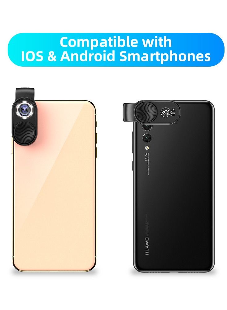 SYOSI Mobile Phone Microscope, 100X Pocket Size HD Optical Lens Digital Microscope with Universal Clip Compatible with 98% Smartphone, Portable to Carry for Microworld for Kids and Adults - Image 5