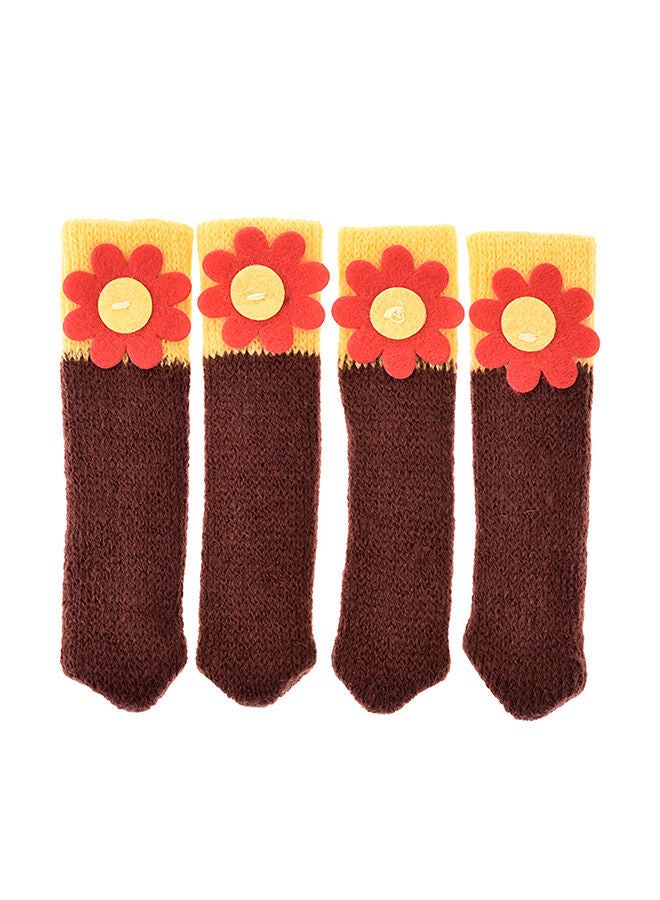 NIBEMINENT 4-Piece Knitted Chair Arm Cover Set Brown 15x8centimeter - Image 1
