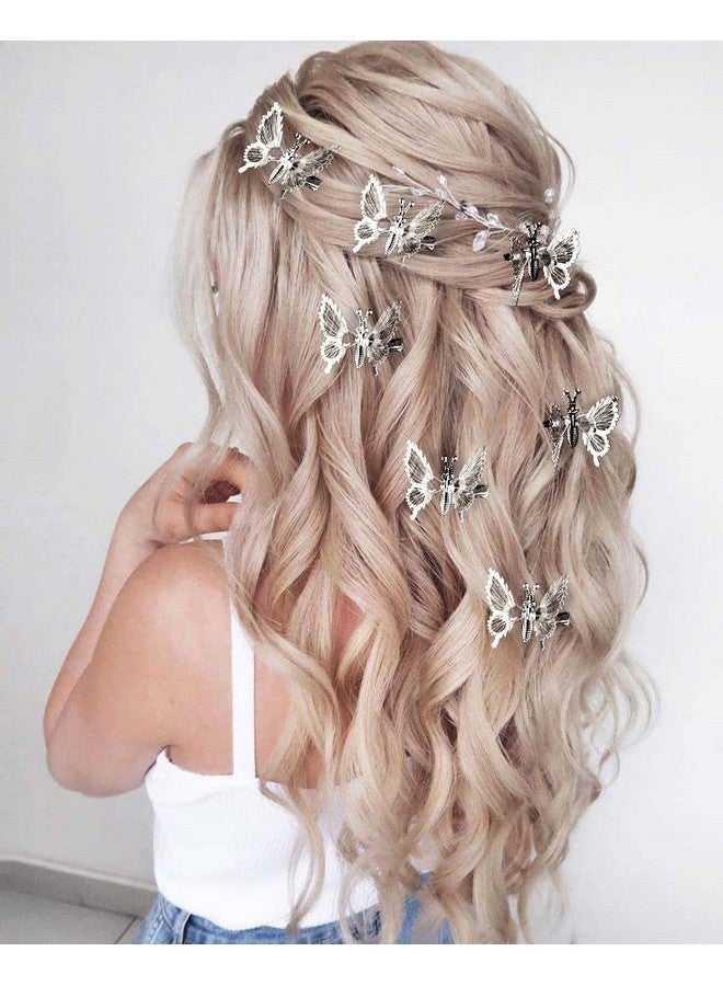 DEEKA 12 Pcs 3D Moving Butterfly Hair Clips Metal Silver Moving Wings Butterfly Hair Accessories 90S Hair Clips Barrette For Women And Girls Silver - Image 4