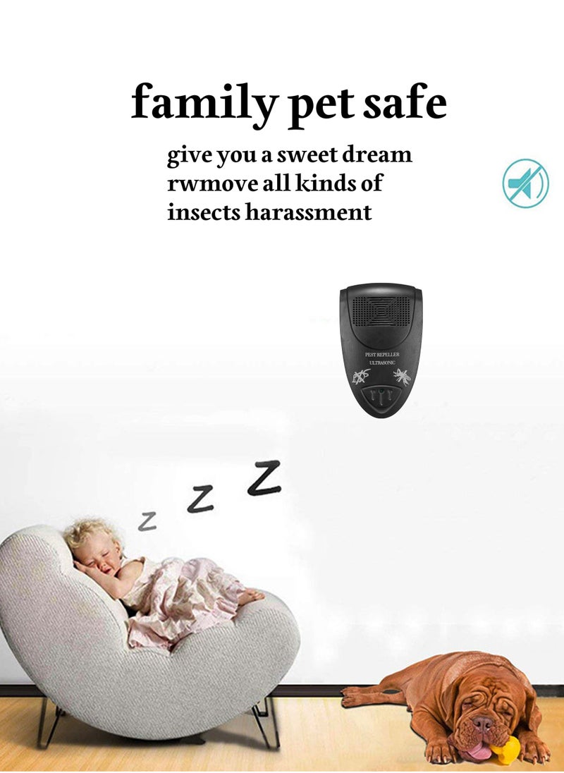 Ocean - Ultrasonic Pest Repeller, Electronic Plug in Pest Control, Anti Rat/Spiders/Ants/Bat/Bed Bugs/Mosquitoes/Roaches/Wasps, Indoor Use, Pest repellent. （black, 1 pcs） - Image 1